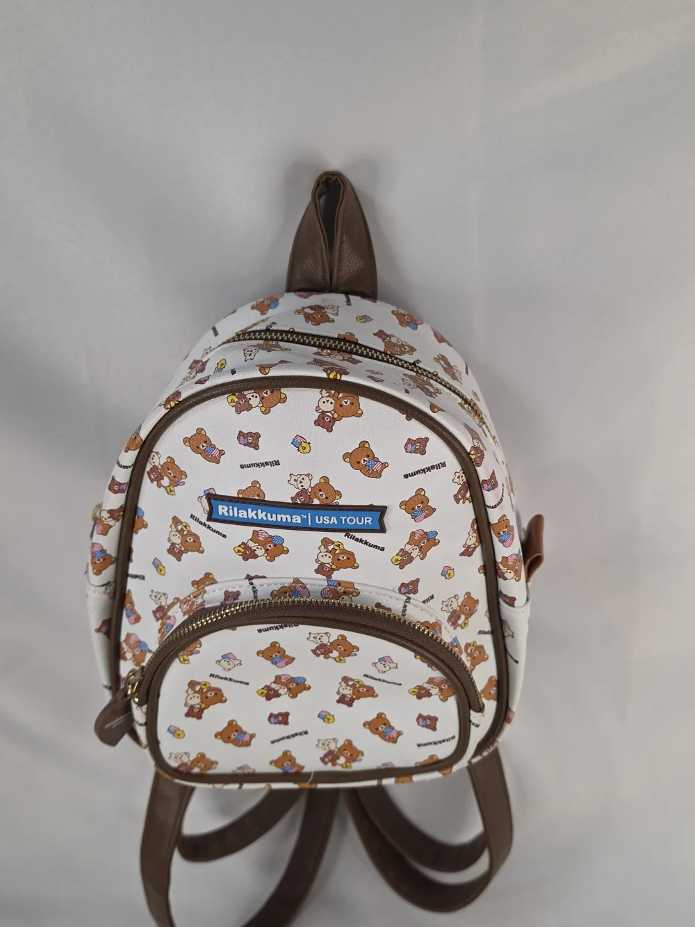 San-X Rilakkuma USA Tour 20th Anniversary Mini Backpack White Brown Kawai
